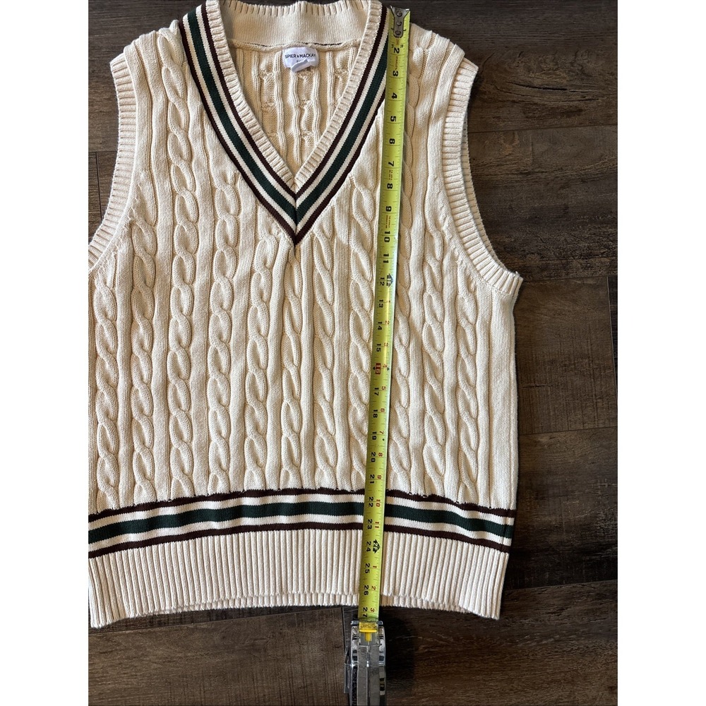 Spier & Mackay Sweater Vest Men Xl Beige Cable Knit Cricket Tennis Cotton - Picture 5 of 7